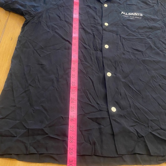 Allsaints Mens Black Underground London Button Down Short Sleeve Shirt NEW XL - Picture 5 of 16